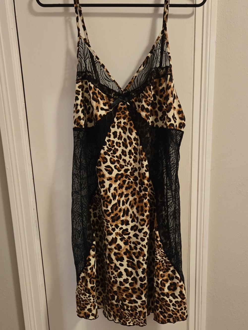 SHEIN Leopard Print Satin & Black Lace Slip Dress